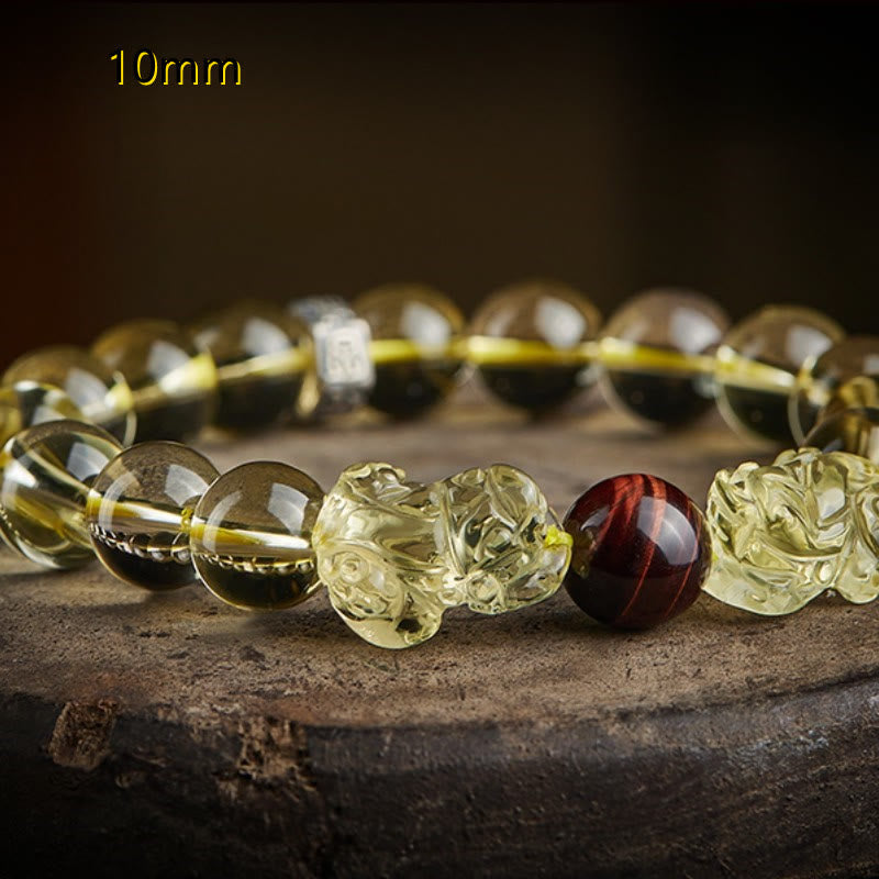 Bransoletka ochronna Buddha Stones Natural Citrine Double PiXiu Tiger Eye Prosperity