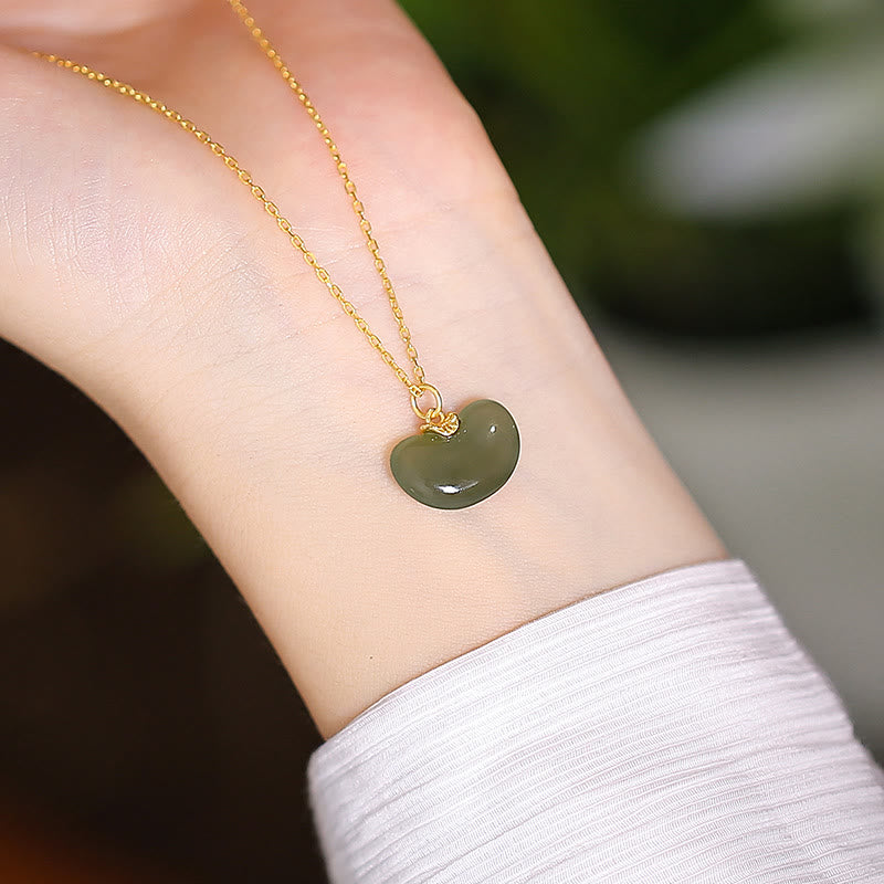 Buddha Stones 925 Srebro Sterling Naturalny Hetian Jade Cyan Jade Szczęście Śmiejący się Budda Motyl Naszyjnik Wisiorek - Hetian Jade Love Bean (losowy kolor) - image 30