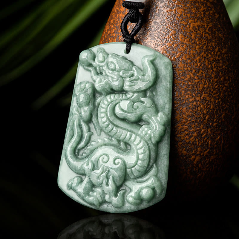 Buddha Stones Rok Smoka Chiński Zodiak Smok Jadeit Amulet Sukcesu Naszyjnik Wisiorek