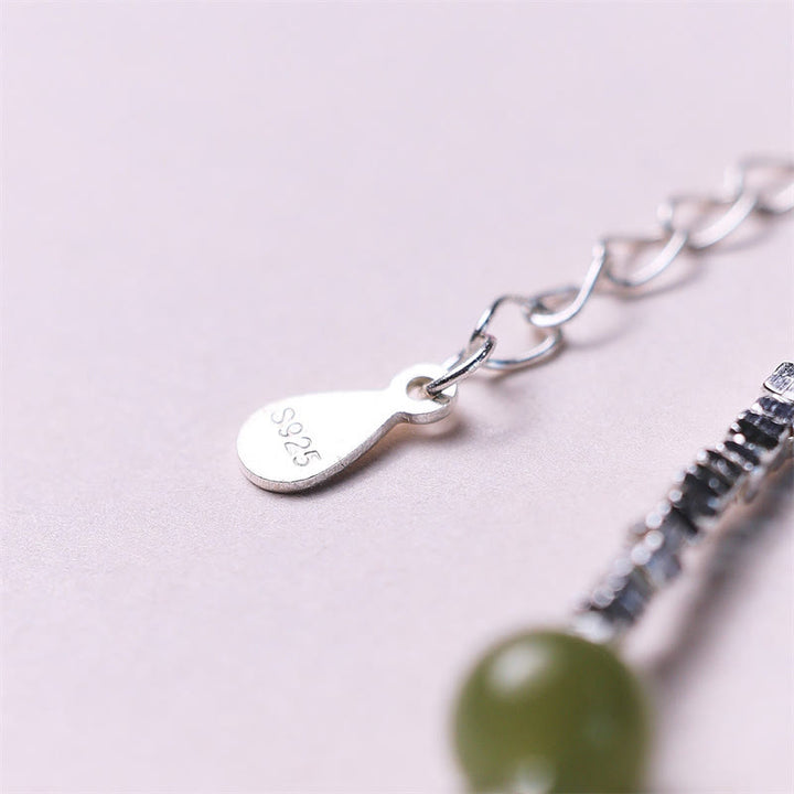 Bransoletka z Buddha Stones 925 ze srebra próby 925 i koralików z jadeitu Hetian