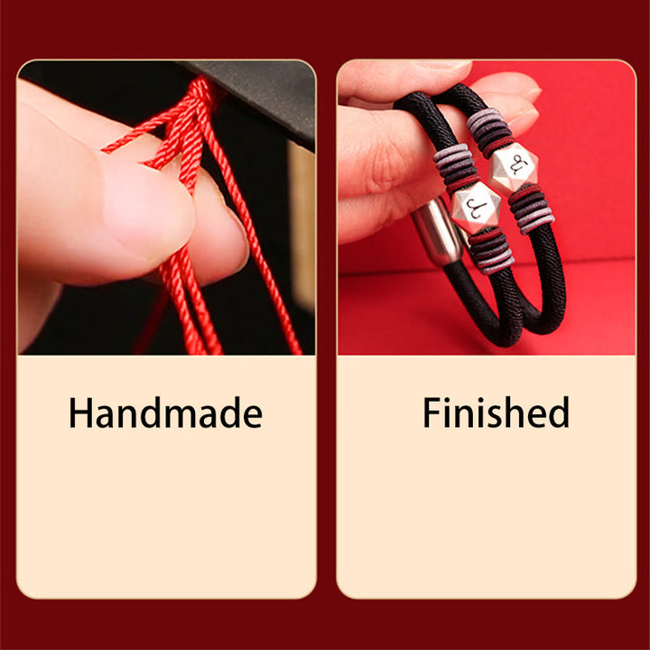 Buddha Stones 999 Srebro Sterling 12 Konstelacji Zodiaku Błogosławieństwo Bransoletka Ręcznie Robiona