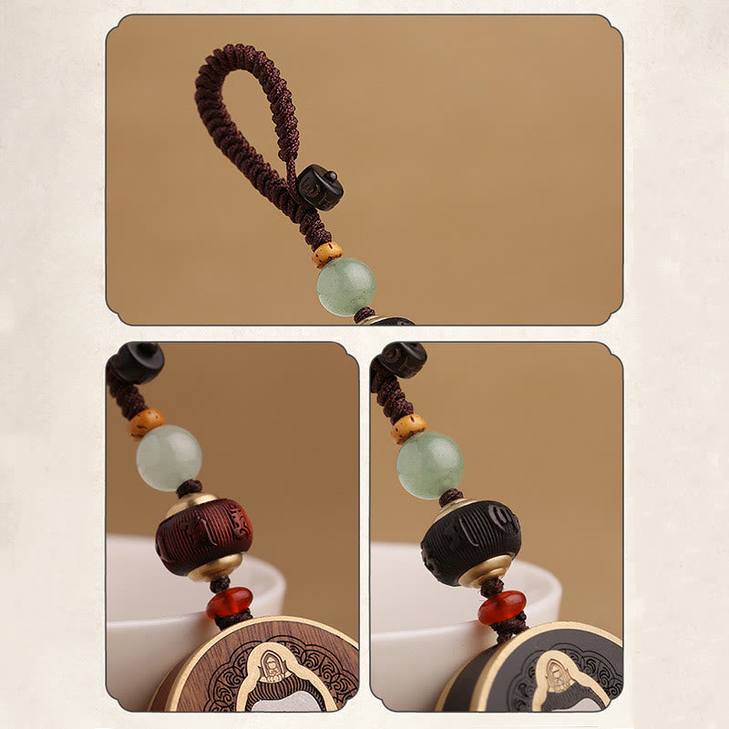 Buddha Stones Drewno hebanowe Palisander Budda Awalokiteśwara Om Mani Padme Hum Równowaga Car Key Chain Dekoracja