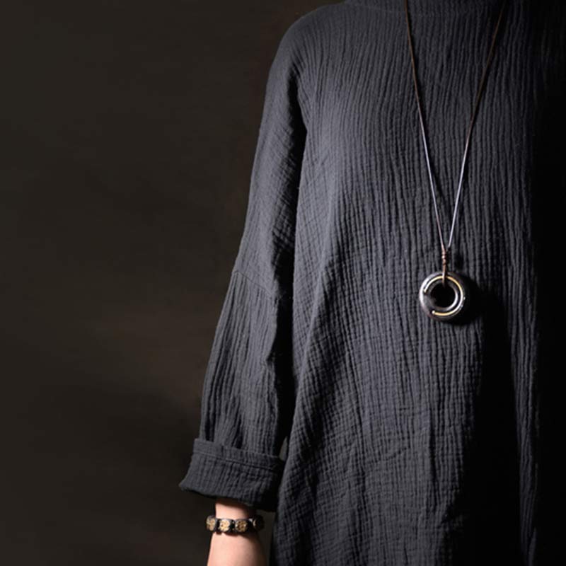 Buddha Stones Zen Circle Ebony Wood Peace Calm Naszyjnik Wisiorek - image 6