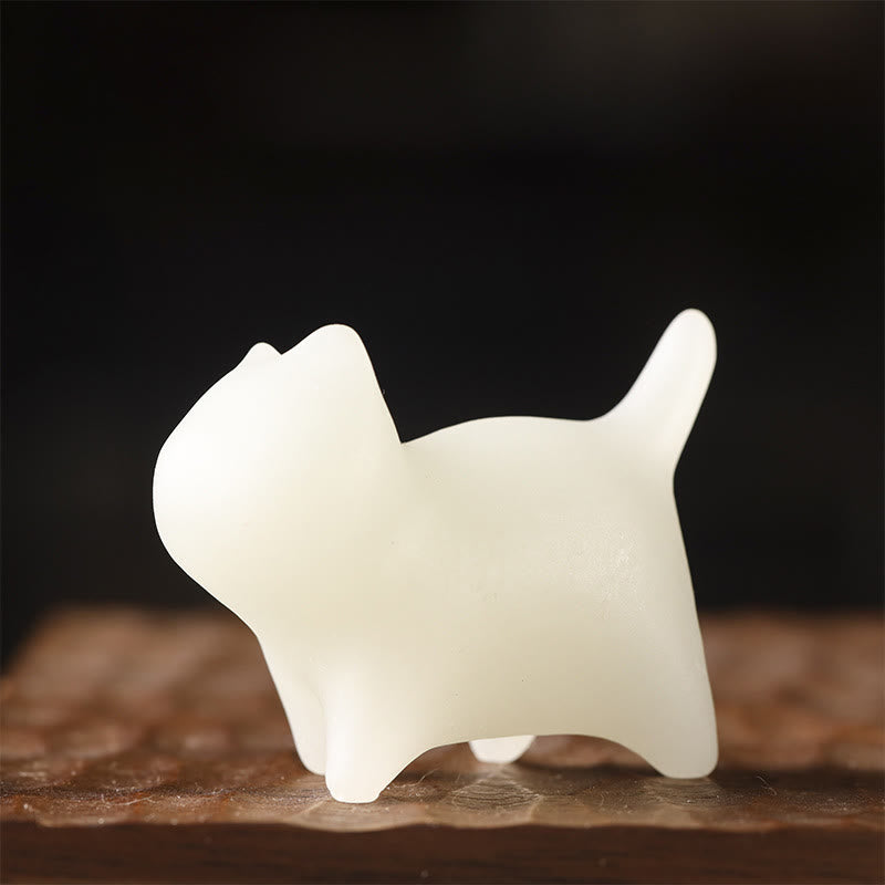 Buddha Stones 2szt. Mini słodkie koty Glowstone Luminous Lucky Cat Energy Decoration - image 2