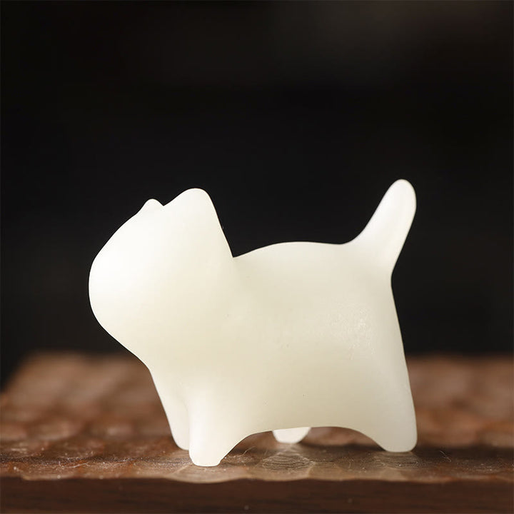 Buddha Stones 2szt. Mini słodkie koty Glowstone Luminous Lucky Cat Energy Decoration - image 2