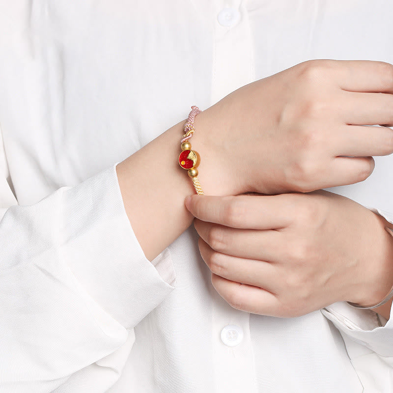 Bransoletka dla pary z ręcznie robionych Buddha Stones z motywem gór i morza, z wygrawerowanym szczęściem, dwukolorowa