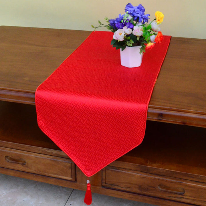 Ołtarz modlitewny Kwiat Wadżra Wzór Smoka Tybetańskie Symbole Pomyślności Frędzle Żakard Bieżnik Stołowy