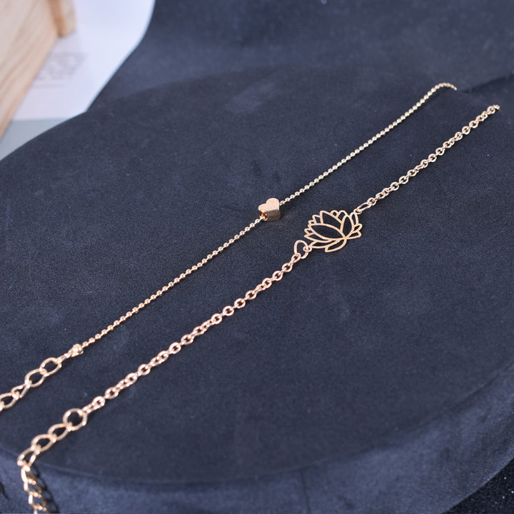 Buddha Stones 2szt. Kwiat Lotosu Miłość Serce Bransoletka Oświecenia