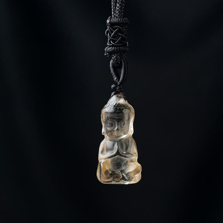 Buddha Stones Różne Kryształy Ametyst Różowy Kryształ Biały Kryształ Cytryn Budda Rzeźbiony Duchowy Naszyjnik Uzdrawiający Wisiorek Dekoracja