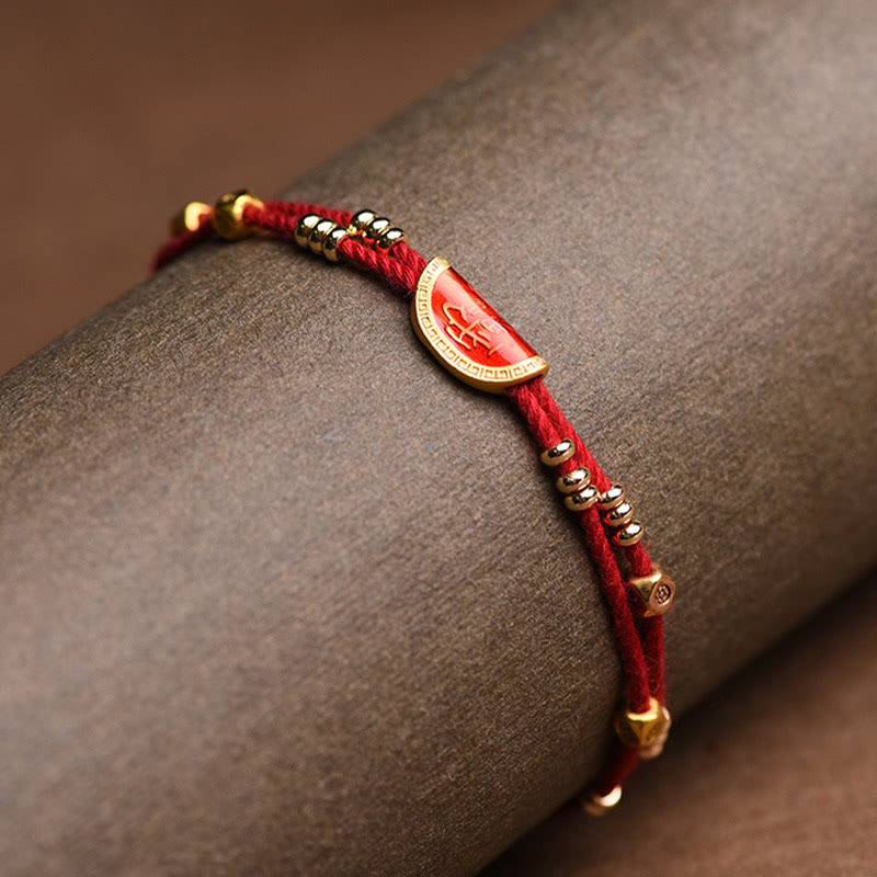 Buddha Stones ręcznie robione pierożki cynobrowe projekt szczęścia pleciona bransoletka z czerwonej liny