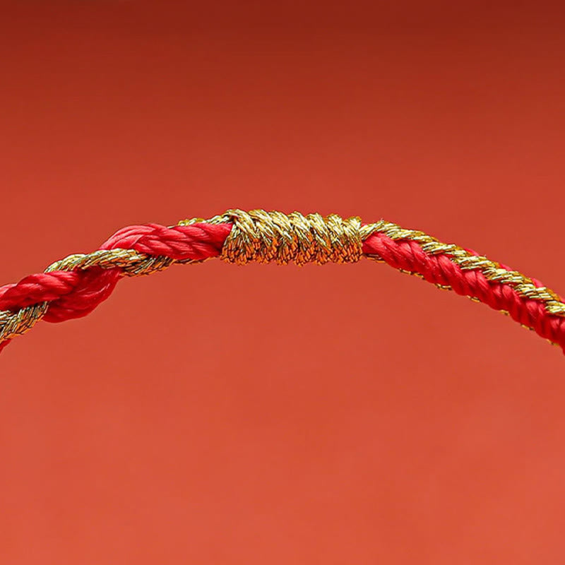 Buddha Stones Ręcznie robione Chińskie Zodiak Królik Kogut Szczur Koń Smok Ochrona Warkocz Bransoletka ze Sznurka