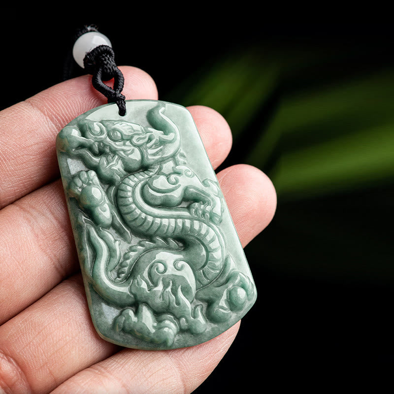 Buddha Stones Rok Smoka Chiński Zodiak Smok Jadeit Amulet Sukcesu Naszyjnik Wisiorek