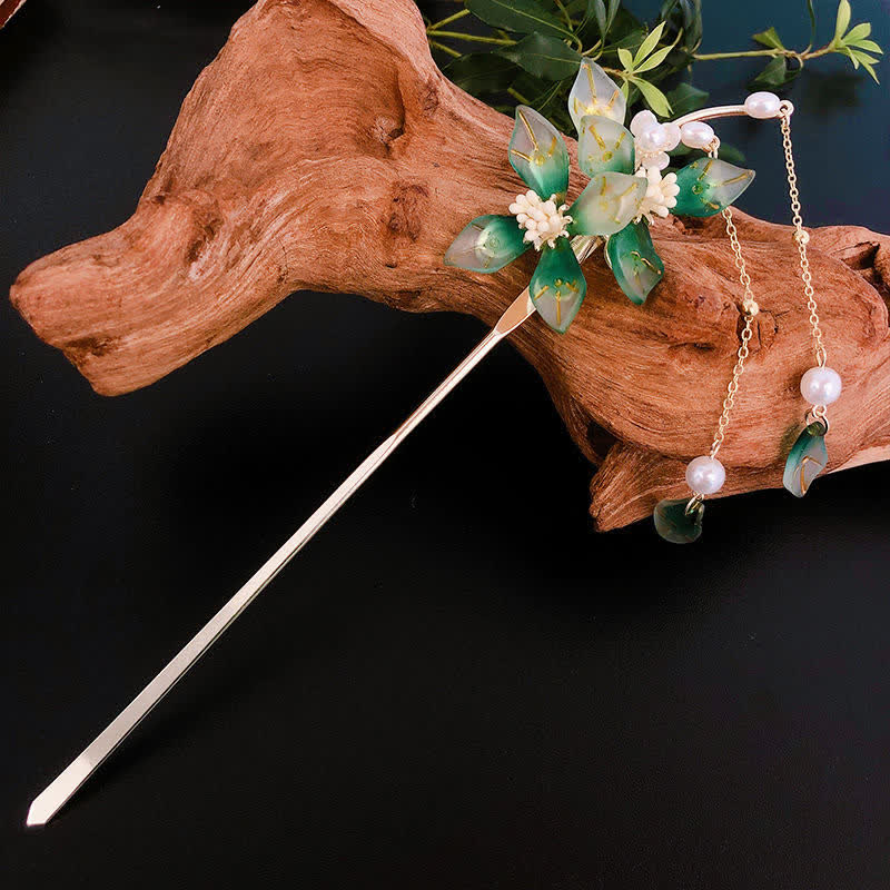 Spinka do włosów z frędzlami w kształcie liścia kwiatowego