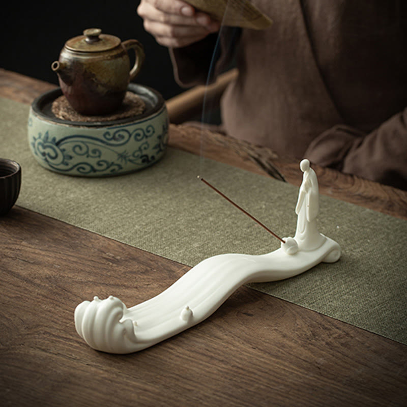 Budda Mnich Ceramiczny Morska Fala Góra Błogosławieństwo Kadzielnica Dekoracja
