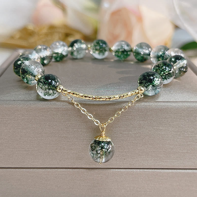Bransoletka z zawieszkami Buddha Stones Green Phantom Crystal Confidence Charm