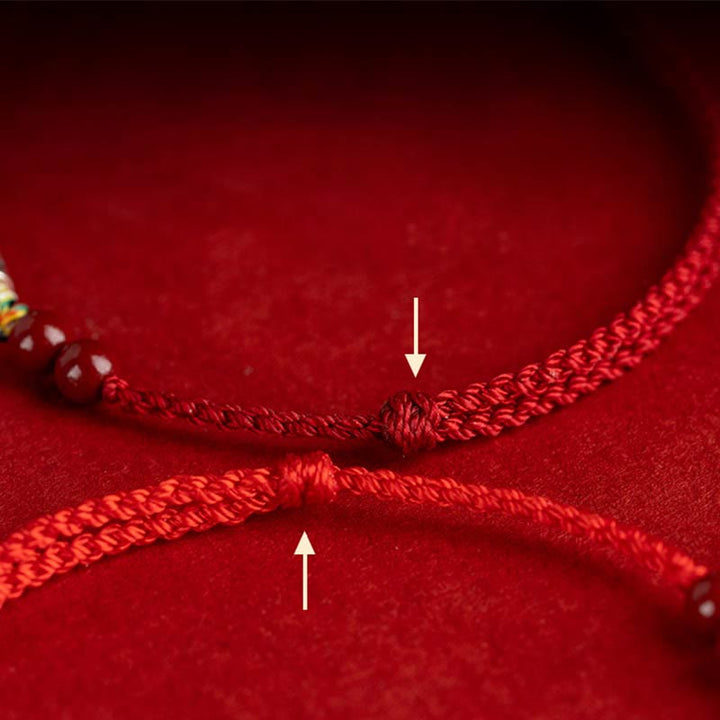 Buddha Stones 925 Srebro Sterling Ryba Koi Koralik Cynober Bogactwo Ręcznie Robiona Bransoletka Pleciona Bransoletka na Nogę