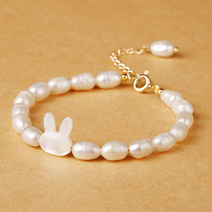 Bransoletka Buddha Stones Natural Pearl Cute Rabbit Sincerity
