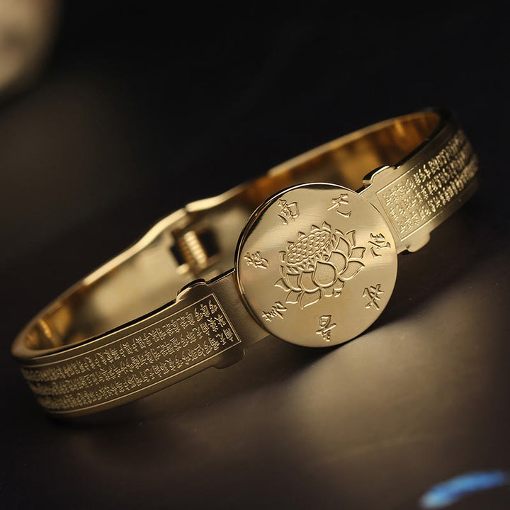 Buddha Stones Yin Yang Lotos Om Mani Padme Hum Mantra Bransoletka Harmonia ze stali tytanowej