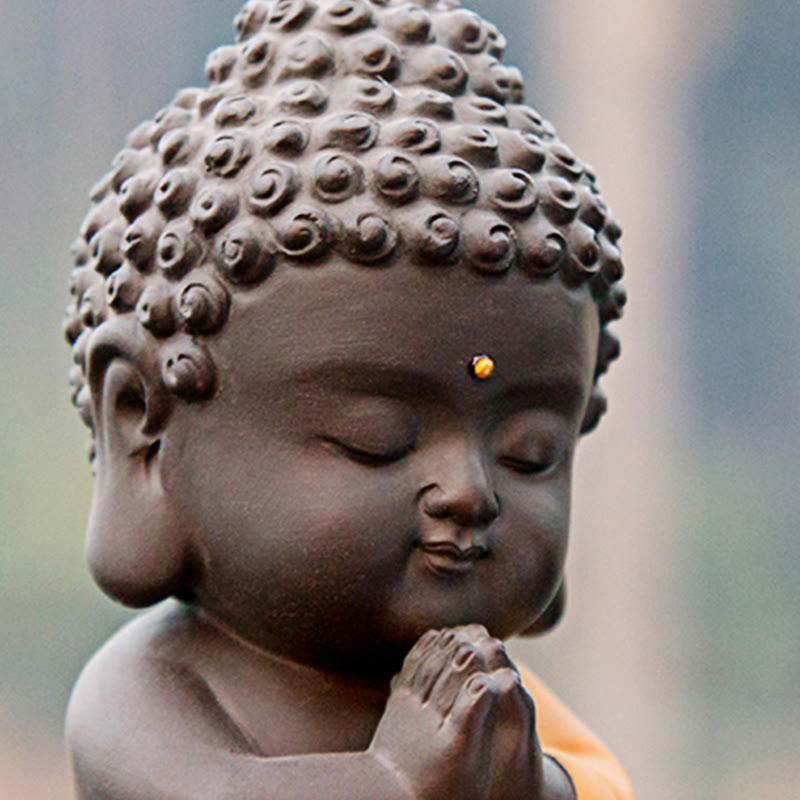 Buddha Stones Mały Budda Spokój Fioletowa Glina Dekoracja Biurka Domowego