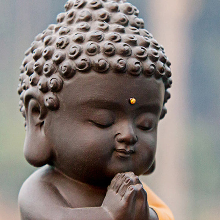 Buddha Stones Mały Budda Spokój Fioletowa Glina Dekoracja Biurka Domowego