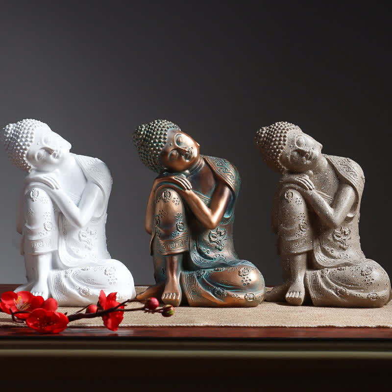 Buddha Stones Tybetański Medytujący Budda Spokój Żywica Dekoracja Statuetki