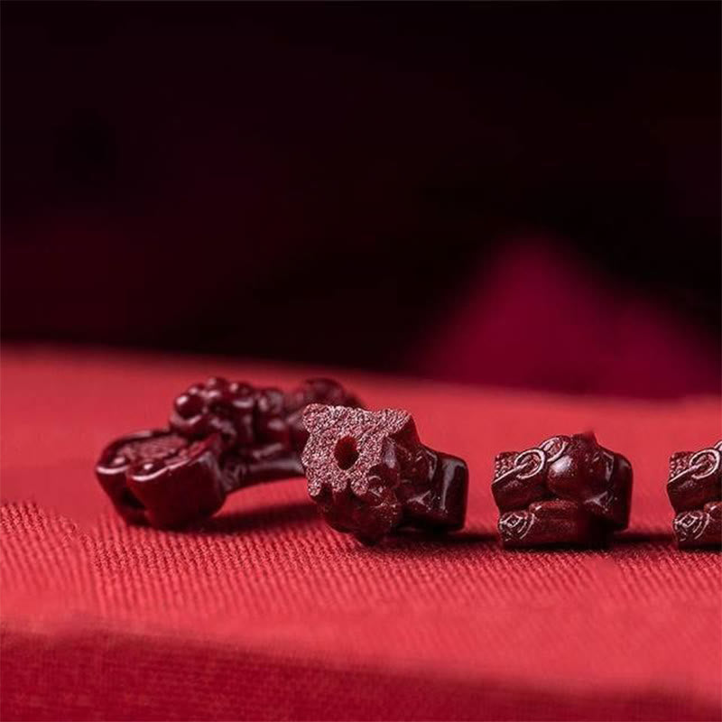 Buddha Stones Ręcznie robione PiXiu Cinnabar Wealth Luck Bransoletka pleciona