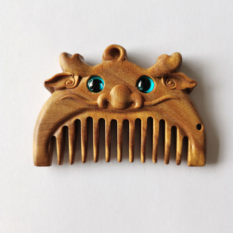 Chiński Zodiak Zielony Sandałowiec Pokój Mini Przenośny Grzebień