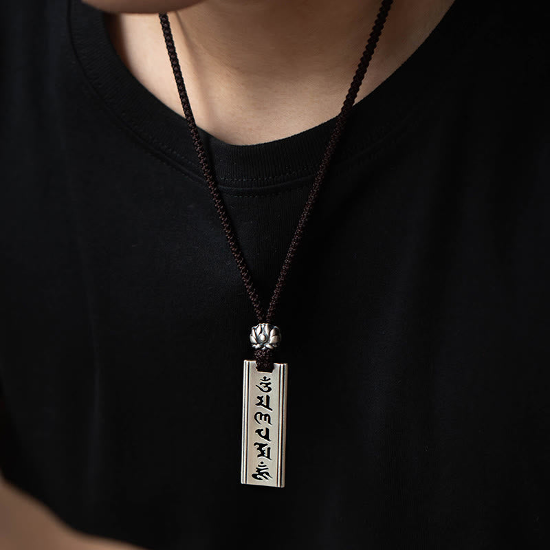 Buddha Stones 999 Srebro Sterlingowe Om Mani Padme Hum Grawerowany Naszyjnik Mądrości Lotosu Wisiorek - image 2