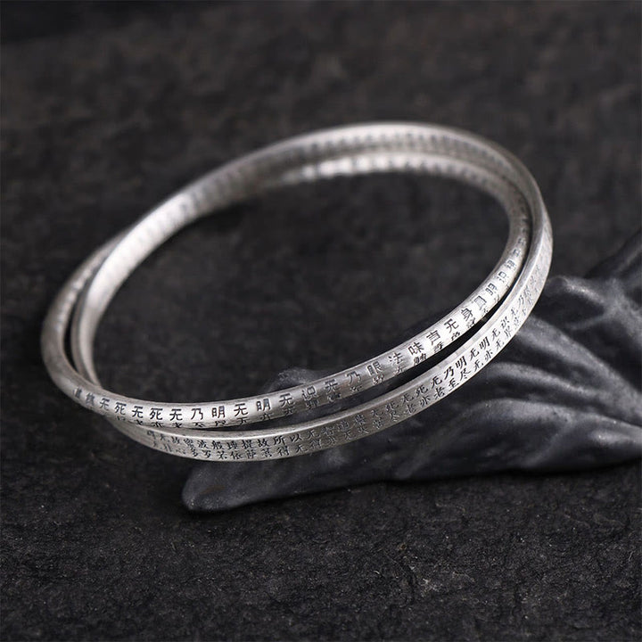 Bransoletka ochronna z Buddha Stones 999 ze srebra próby 925 Heart Sutra rzeźbiona - image 1