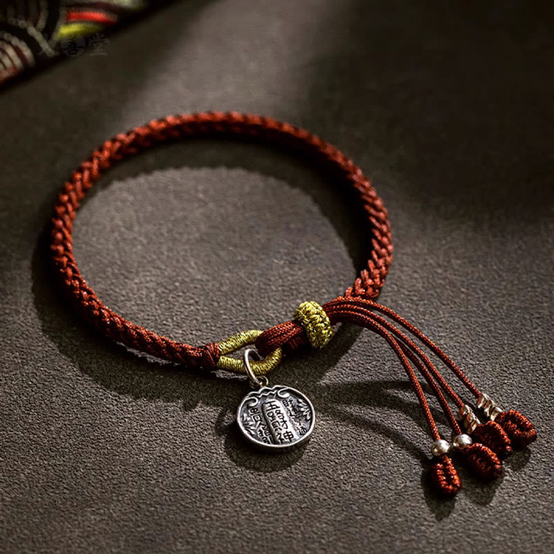 Buddha Stones Ręcznie robione 925 Srebro Pięć Kierunków Bogowie Bogactwa Szczęścia Ochrona Bransoletka Warkocz - image 1