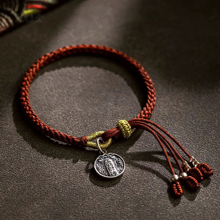 Buddha Stones Ręcznie robione 925 Srebro Pięć Kierunków Bogowie Bogactwa Szczęścia Ochrona Bransoletka Warkocz - image 1