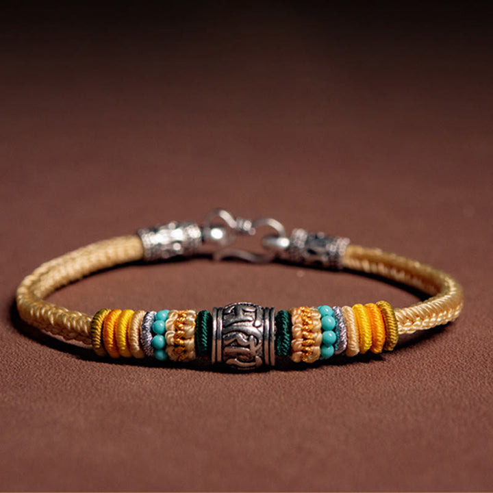 Buddha Stones Ręcznie robione 925 Srebro Sterling Tybetańskie Om Mani Padme Hum Czystość Bransoletka pleciona - image 2