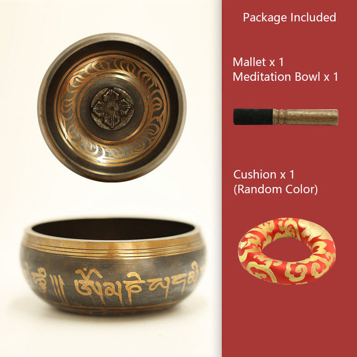 Buddha Stones Tybetańska miska medytacyjna do uzdrawiania i uważności Om Mani Padme Hum Singing Bowl