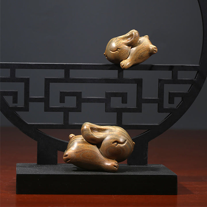 Buddha Stones Zielone Drzewo Sandałowe Małe Mini Słodkie Króliczki Króliczki Dekoracje Pokoju