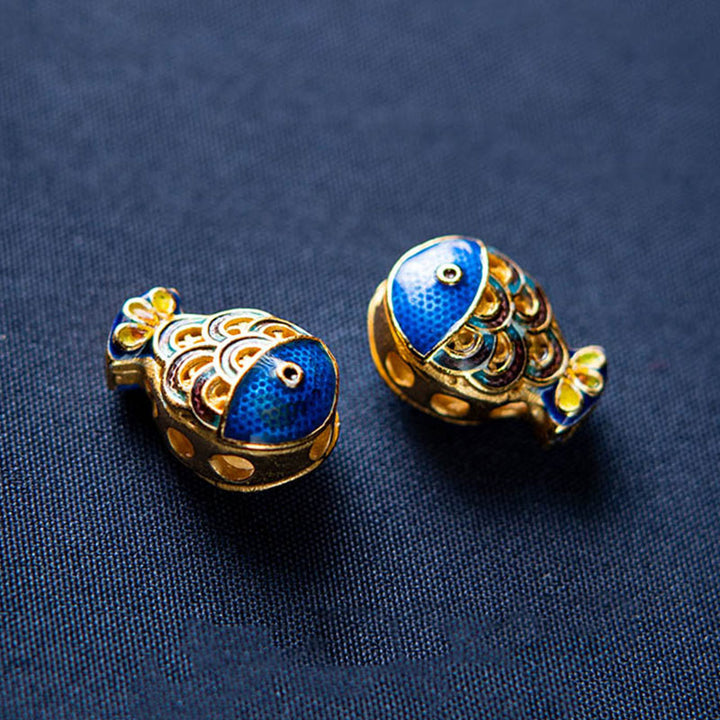 Buddha Stones Naturalny Akwamaryn Lazuryt Ryba Uzdrawiająca Bransoletka