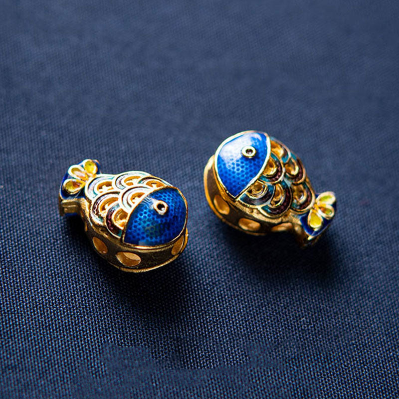 Buddha Stones Naturalny Akwamaryn Lazuryt Ryba Uzdrawiająca Bransoletka