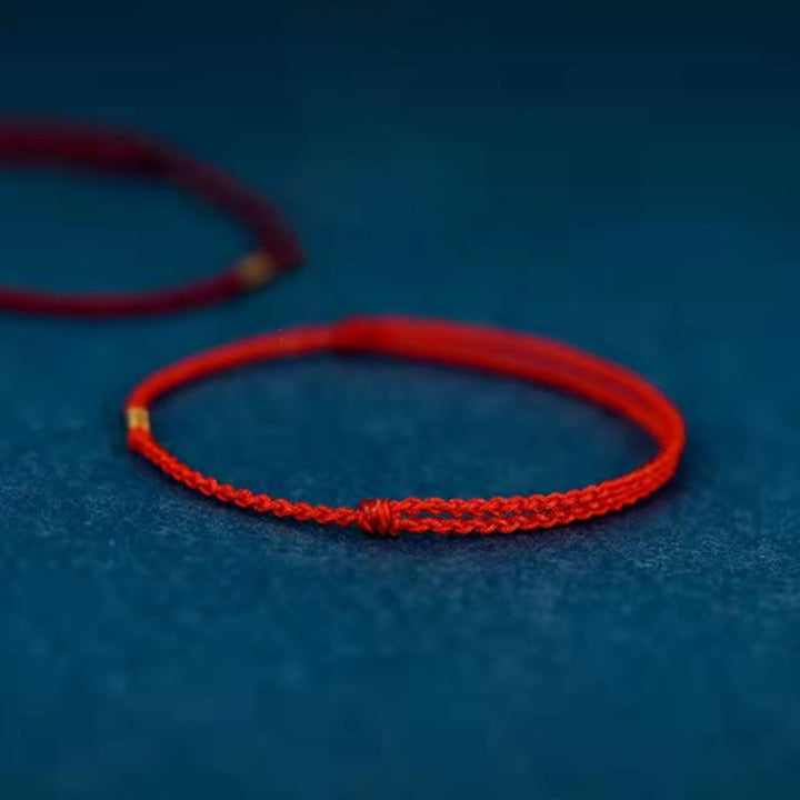 Bransoletka Buddha Stones 925 Srebro Sterlingowe Szczęśliwe Złote Koraliki Pleciony Sznurek Anklet