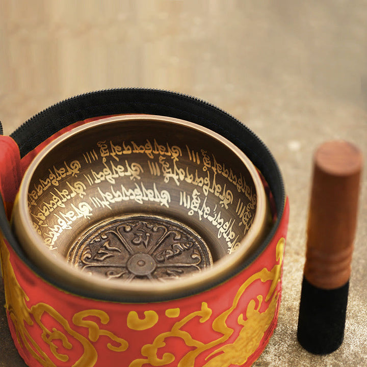 Buddha Stones Tybetańska misa dźwiękowa do medytacji, ręcznie robiona do uzdrawiania i uważności, zestaw mis śpiewających