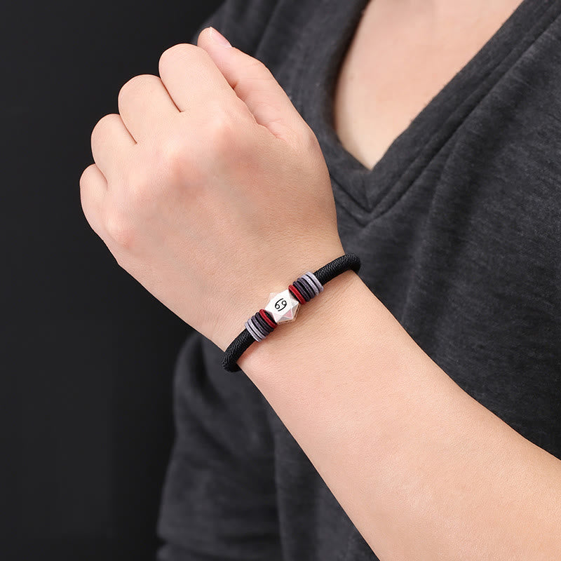 Buddha Stones 999 Srebro Sterling 12 Konstelacji Zodiaku Błogosławieństwo Bransoletka Ręcznie Robiona