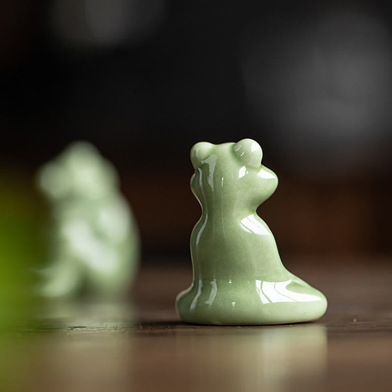 Buddha Stones Mini Mała Medytacja Lotos Spoczywająca Żaba Ceramiczna Bogactwo Szczęście Dom Herbata Figurka Dekoracja