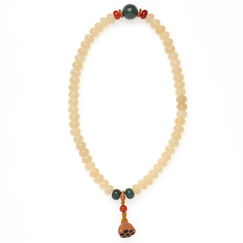 Bransoletka Buddha Stones Bodhi Seed Lotus Pod Charm Peace Double Wrap