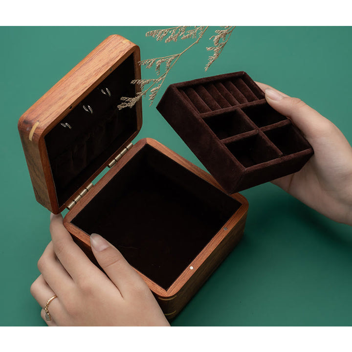 Antyczne pudełko do przechowywania biżuterii z liści kwiatów wykonane ręcznie z palisandru, drewniane pudełko na prezenty