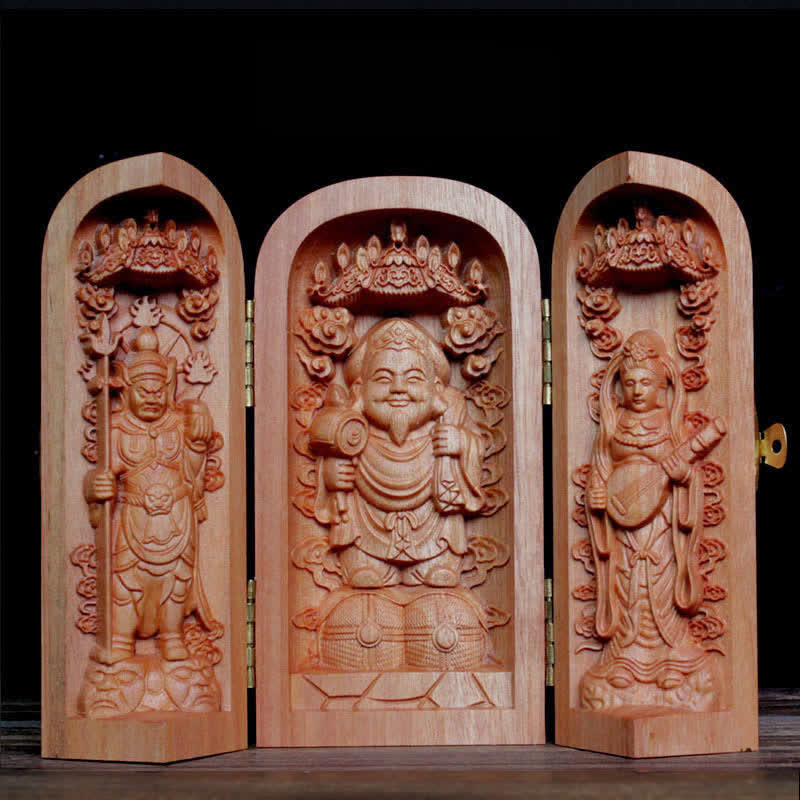 Awalokiteśwara Kwan Yin Budda Drewno Wiśniowe Współczucie Ołtarz Dekoracji Wnętrz