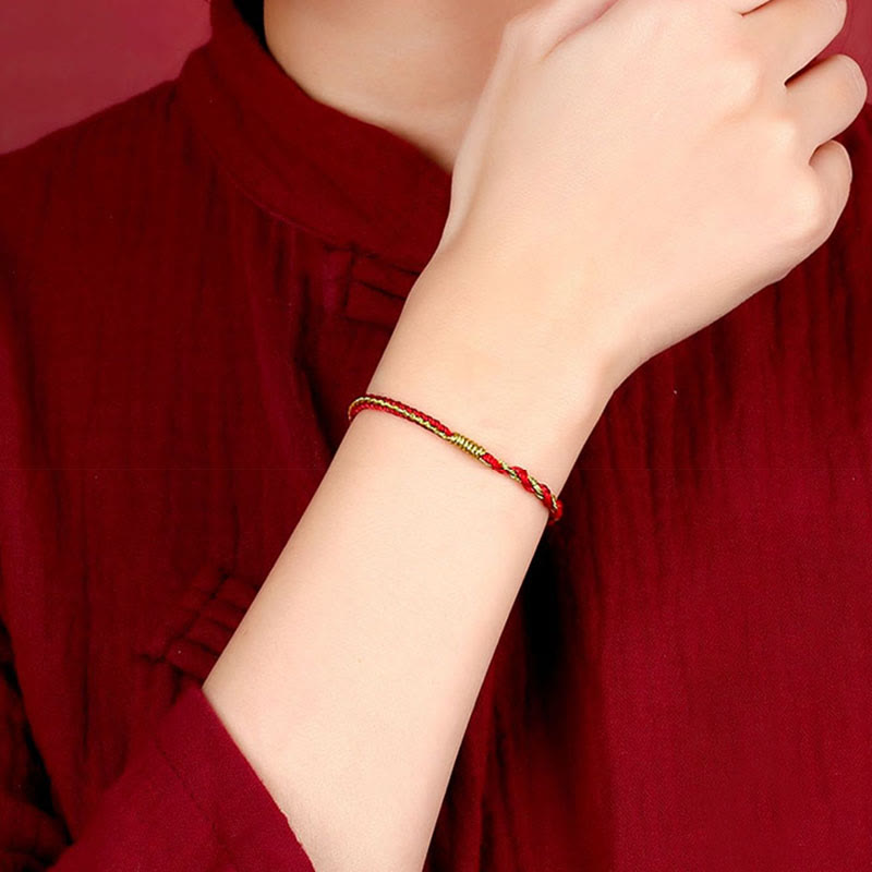 Buddha Stones Ręcznie robione Chińskie Zodiak Królik Kogut Szczur Koń Smok Ochrona Warkocz Bransoletka ze Sznurka