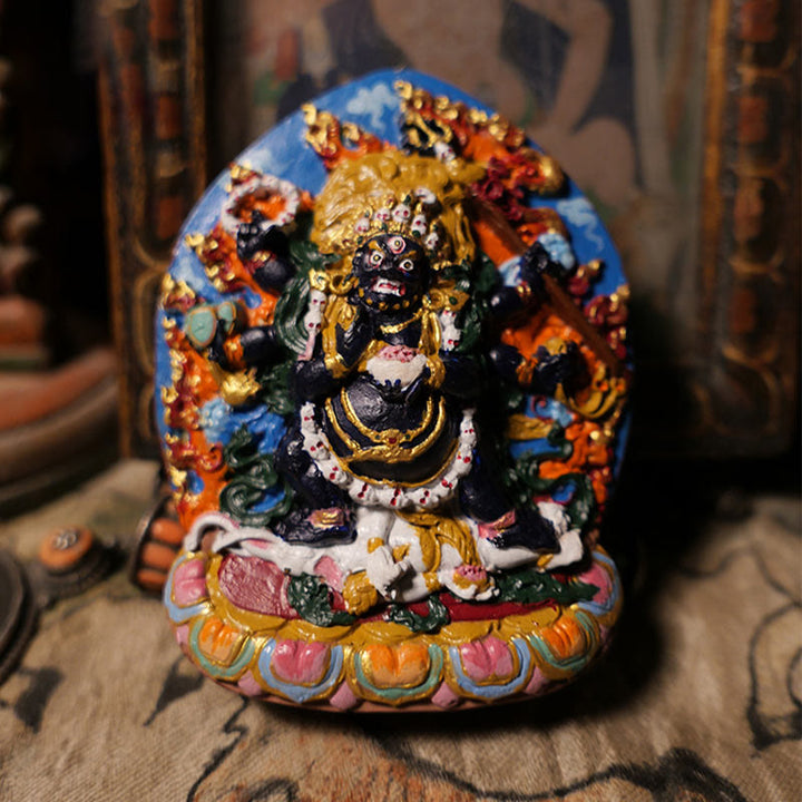Buddha Stones Mini Daikokuten Bóg Bogactwa Budda Tybet Glina Spokój Dekoracja Domu