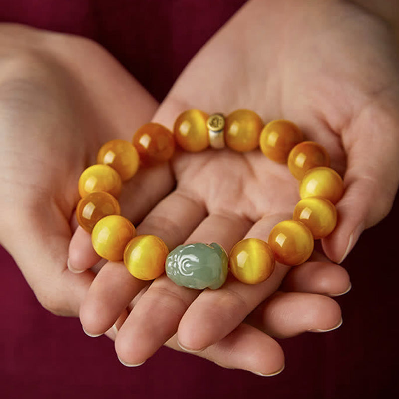 Bransoletka ochronna z jadeitu PiXiu z chińskiego zodiaku Natal Buddha Tiger Eye