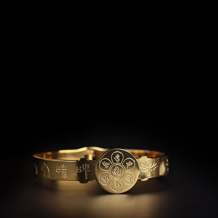 Buddha Stones Yin Yang Lotos Om Mani Padme Hum Mantra Bransoletka Harmonia ze stali tytanowej