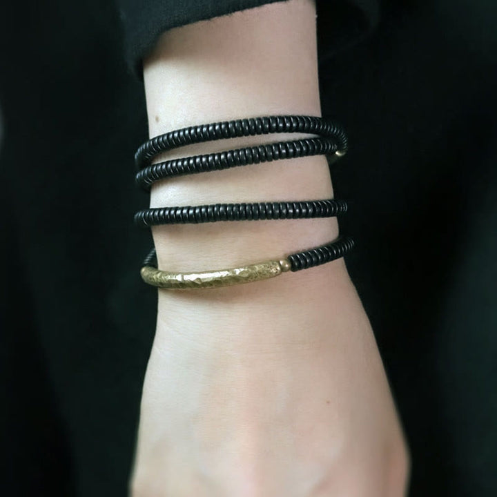 Bransoletka Buddha Stones Ebony Wood Copper Balance Multilayered