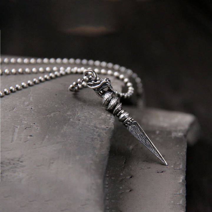 Buddha Stones 925 Srebro Sterlingowe Rok Smoka Projekt Dorje Vajra Ochronny Naszyjnik Wisiorek - image 1