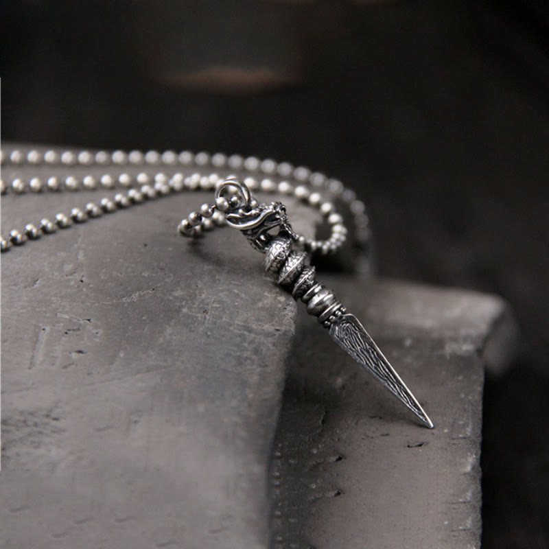 Buddha Stones 925 Srebro Sterlingowe Rok Smoka Projekt Dorje Vajra Ochronny Naszyjnik Wisiorek - image 1